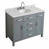 Belmont Decor Hampton 43'' Single Oval Sink Vanity in Grey, 43''W x 22''D x 35''H
