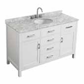 Belmont Decor Hampton 55'' Single Oval Sink Vanity in White, 55''W x 22''D x 35''H