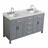 Belmont Decor Hampton 61'' Double Oval Sink Vanity in Grey, 61''W x 22''D x 35''H
