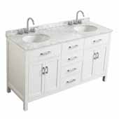 Belmont Decor Hampton 61'' Double Oval Sink Vanity in White, 61''W x 22''D x 35''H