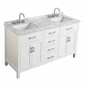 Belmont Decor Hampton 61'' Double Rectangle Sink Vanity in White, 61''W x 22''D x 35''H