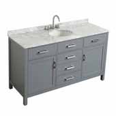 Belmont Decor Hampton 61'' Single Oval Sink Vanity in Grey, 61''W x 22''D x 35''H