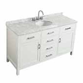 Belmont Decor Hampton 61'' Single Oval Sink Vanity in White, 61''W x 22''D x 35''H