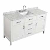 Belmont Decor Hampton 61'' Single Rectangle Sink Vanity in White, 61''W x 22''D x 35''H