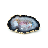 Brasil Home Decor Thick Natural Agate Serving Platter with 24K Gold Finishing, 9-1/2'' W x 5'' D x 2'' H