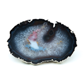 Brasil Home Decor Thick Natural Agate Serving Platter with Sterling Silver Finishing, 9-1/2'' W x 5'' D x 2'' H