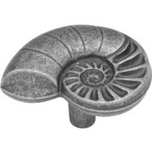  Knob, Treasures Collection, Snail Shell, Vibra Pewter Finish,  1-3/8'' diameter