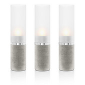  Faro Set Of 3 Concrete Tealight Holders With Frosted Glass, 2'Dia x 8-1/4'H Each