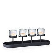  Nero Tealight Holder with Oval Tray Base, Black Matte