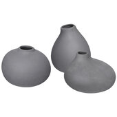 Nona Collection 3-Piece Porcelain Mini Vases in Pewter (Dark Grey), 3-1/8'' Diameter x Vase 1: 3-9/16'' H; Vase 2: 2-5/8'' H; Vase 3: 2-13/16'' H