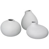  Nona Collection 3-Piece Porcelain Mini Vases, Micro Chip (Light Grey), 3-1/8'' Dia. x Vase 1: 3-9/16'' H; Vase 2: 2-5/8'' H; Vase 3: 2-13/16'' H