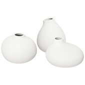  Nona Collection 3-Piece Porcelain Mini Vases in White, 3-1/8'' Diameter x Vase 1: 3-9/16'' H; Vase 2: 2-5/8'' H; Vase 3: 2-13/16'' H