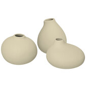  Nona Collection 3-Piece Porcelain Mini Vases in Vanilla, 3-1/8'' Diameter x Vase 1: 3-9/16'' H; Vase 2: 2-5/8'' H; Vase 3: 2-13/16'' H