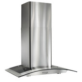  36'' Arched Glass Chimney Range Hood, Stainless Steel, 450 CFM, 35-7/16''W x 19-3/4''D x 36''H