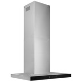  BWT1SSB Series 30'' Convertible Wall Mount T-Style Pyramidal Chimney Range Hood in Stainless Steel with Black Glass, 450 CFM, LED Lighting