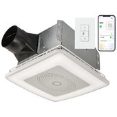 110 CFM Voice Control Ventilation Fan in White with LED Light and Sensonic Bluetooth Speaker, Selectable CCT 3000K-5000K