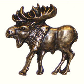  Wildlife Collection 2-1/8'' Wide Walking Moose Left Face Cabinet Knob in Antique Brass, 2-1/8'' W x 3/4'' D x 2-1/8'' H