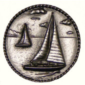  Nautical Collection 2-1/8'' Diameter Sailboats in Round Cabinet Knob in Nickel, 2-1/8'' Diameter x 3/4'' D x 2-1/8'' H