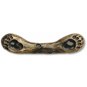  Wildlife Collection 4'' Wide Dual Bear Track Cabinet Pull in Antique Brass, 4'' W x 3/4'' D x 7/8'' H, Center to Center: 2-15/16''