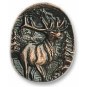  Wildlife Collection 1-1/4'' Wide Elk Round Cabinet Knob in Antique Brass, 1-1/4'' Diameter x 7/8'' D x 1-1/2'' H