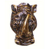  Safari Collection 1-1/4'' Wide Rhino Cabinet Knob in Antique Brass, 1-1/4'' W x 1-1/16'' D x 1-7/8'' H