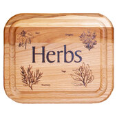  Reversible Bar Board with Herb Branded Burned into Wood with Juice Groove, Flat Grain, Oiled Finish, Single Board, 7'' W x 5-3/4'' D x 3/4'' Thick