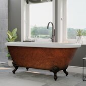  59'' Acrylic Double Ended Clawfoot Bathtub with no Faucet Holes, Faux Copper Bronze Exterior Finish and Oil Rubbed Bronze Feet