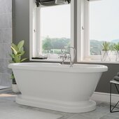  59'' White Acrylic Double Ended Pedestal Bathtub with 7'' Deck Mount Faucet Drillings