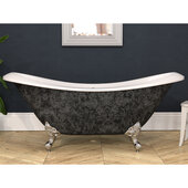 73'' Acrylic Double Slipper Clawfoot Bathtub with 7'' Deck Mount Faucet Drillings, Scorched Platinum Exterior Finish and Polished Chrome Feet
