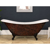  73'' Acrylic Double Slipper Clawfoot Bathtub with 7'' Deck Mount Faucet Drillings, Faux Copper Bronze Exterior Finish and Oil Rubbed Bronze Feet
