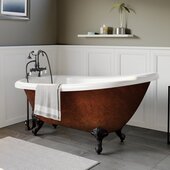  67'' Acrylic Slipper Clawfoot Bathtub with 7'' Deck Mount Faucet Drillings, Faux Copper Bronze Exterior Finish and Oil Rubbed Bronze Feet
