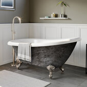 67'' Acrylic Slipper Clawfoot Bathtub with no Faucet Holes, Scorched Platinum Exterior Finish and Brushed Nickel Feet
