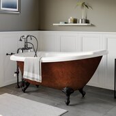  67'' Acrylic Slipper Clawfoot Bathtub with no Faucet Holes, Faux Copper Bronze Exterior Finish and Oil Rubbed Bronze Feet
