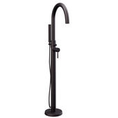  Modern Freestanding Gooseneck Faucet Tub Filler with Shower Wand and Supply Lines, Oil Rubbed Bronze, 35''W x 12''D x 6''H