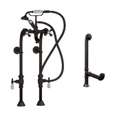  Complete Plumbing Package for Freestanding Bathtub without Faucet Holes, Oil Rubbed Bronze - Includes British Telephone Style Faucet w/ Hand Held Shower, Standing Supply Lines w/ Shut Off Valves and Drain Assembly