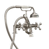  Clawfoot Tub Deck Mount British Telephone Faucet with Hand Held Shower and 2'' Risers, Brushed Nickel, 13''W x 12''D x 9''H
