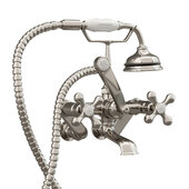  Clawfoot Tub Wall Mount British Telephone Faucet with Hand Held Shower, Brushed Nickel, 13''W x 12''D x 9''H