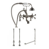  Complete Plumbing Package for Deck Mount Bathtub, Brushed Nickel - Includes Classic Telephone Style Faucet and Hand Held Shower with 2'' Deck Risers, Supply Lines w/ Shut Off valves and Drain Assembly