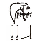  Complete Plumbing Package for Deck Mount Bathtub, Oil Rubbed Bronze - Includes Classic Telephone Style Faucet and Hand Held Shower with 2'' Deck Risers, Supply Lines w/ Shut Off valves and Drain Assembly