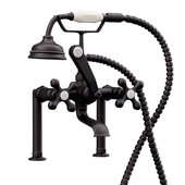  Clawfoot Tub Deck Mount British Telephone Faucet with Hand Held Shower and 6'' Risers, Oil Rubbed Bronze, 13''W x 12''D x 9''H