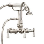  Clawfoot Tub Wall Mount English Telephone Gooseneck Faucet with Hand Held Shower, Brushed Nickel, 13''W x 12''D x 9''H