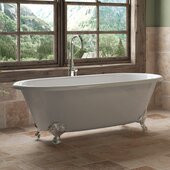  67'' White Cast Iron Double Ended Clawfoot Bathtub without Faucet Holes, Polished Chrome