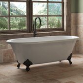  67'' White Cast Iron Double Ended Clawfoot Bathtub without Faucet Holes, Oil Rubbed Bronze