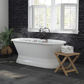 60'' White Cast Iron Double Ended Bathtub with 7'' Deck Mount Faucet Drillings