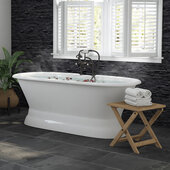   66'' White Cast Iron Double Ended Bathtub with 7'' Deck Mount Faucet Drillings