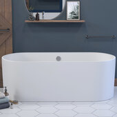  Matte White 71'' Engineered Stone Free Standing Double Ended Soaking Tub with Polished Chrome Drain and Overflow, 71-1/4'' W x 33-1/2'' D x 23-1/2'' H
