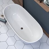  62'' Engineered Stone Freestanding Double Slipper Soaking Tub with Chrome Drain, 62-1/4'' W x 30-1/4'' D x 25'' H