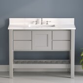  USA Patriot 48'' W Gray Single Sink Bathroom Vanity with White Composite Countertop, 48'' W x 22'' D x 36'' H