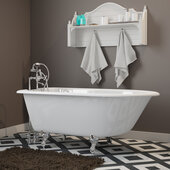  54'' White Cast-Iron Rolled Rim Clawfoot Bathtub with 7'' Deck Mount Faucet Drillings, Polished Chrome