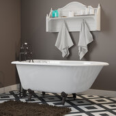  54'' White Cast-Iron Rolled Rim Clawfoot Bathtub with 7'' Deck Mount Faucet Drillings, Oil Rubbed Bronze